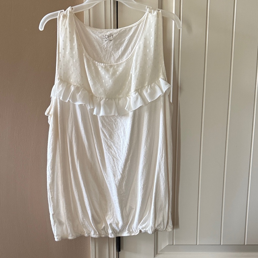 LOFT Women's Cream Ruffle Blouse